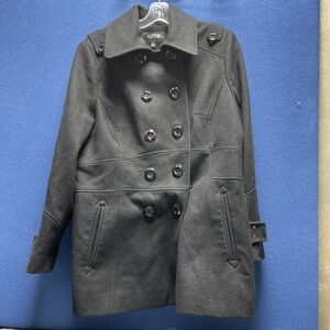 Apt 9 Pea Wool Blend Coat Women Size 1X Black With Black Buttons 55% Wool